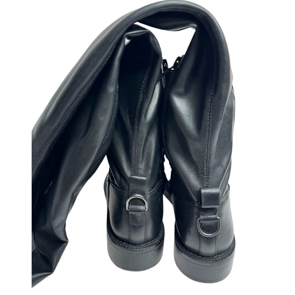 Sam Edelman Over The Knee Boots Size 7.5 Black Leather Narisa Zip Up Block Heel - Picture 5 of 10